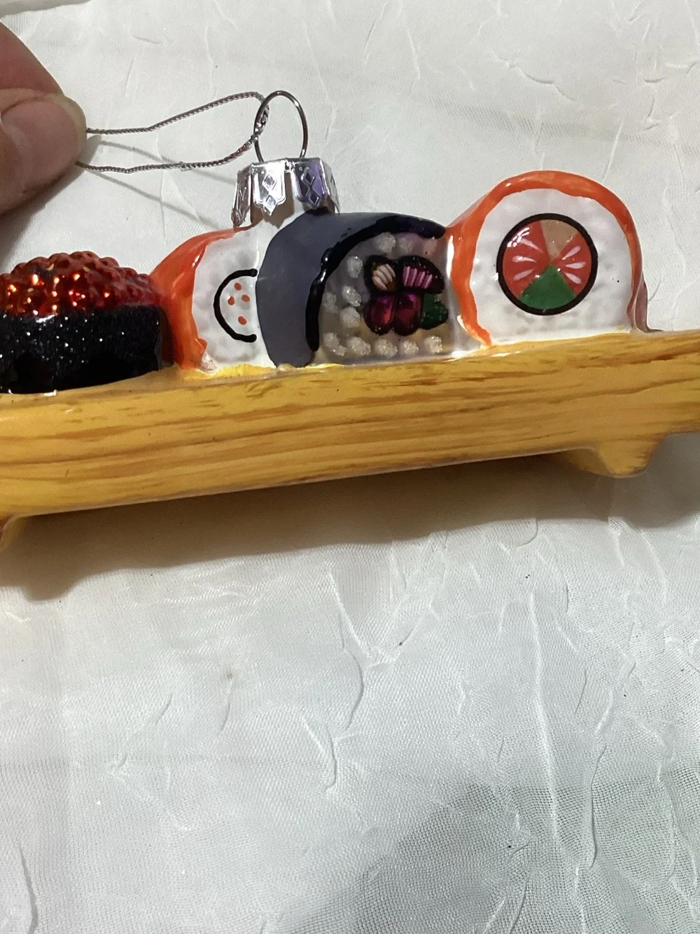 Sushi & Chinese Dumplings Glass Christmas Ornaments Fun Holiday Tree Decor